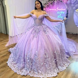 Бабочка с открытыми плечами платье для Quinceanera с коротким шлейфом тюлевый корсет на спине бальное платье платья для выпускного вечера 16