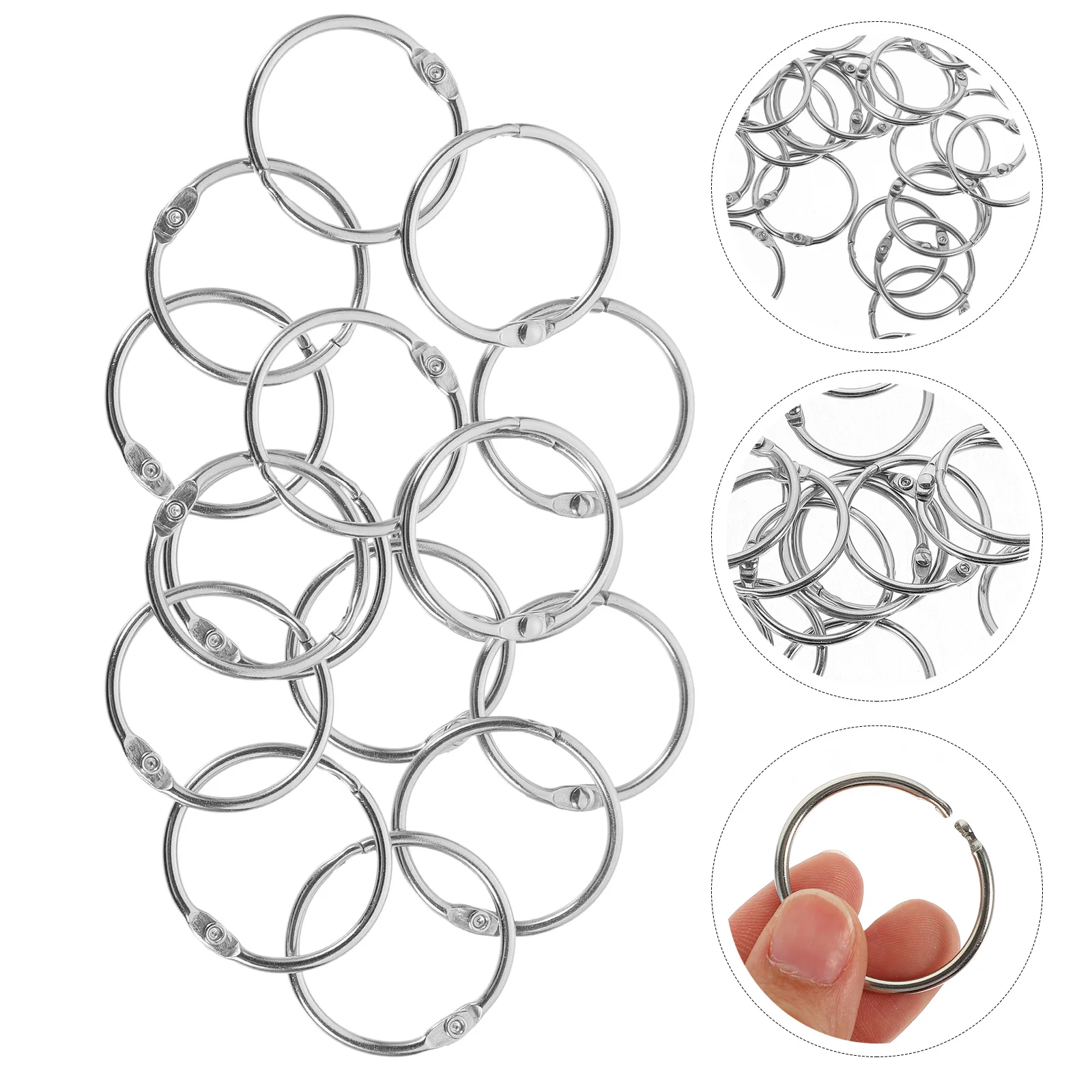 50Pcs Metal Loose Leaf Binder Rings Sturdy Lock Design for Office Classroom Study Flash Card Rings Buckle Gift Card