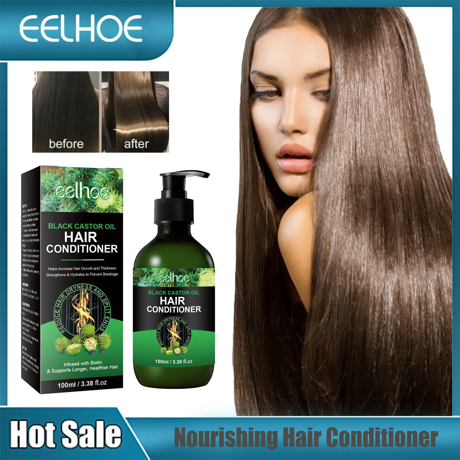 

EELHOE Castor Oil Hair Conditioner Smoothing Scalp Treatment Frizzy Repair Damaged Hair Roots Care Cream Fast Strengthening Mask