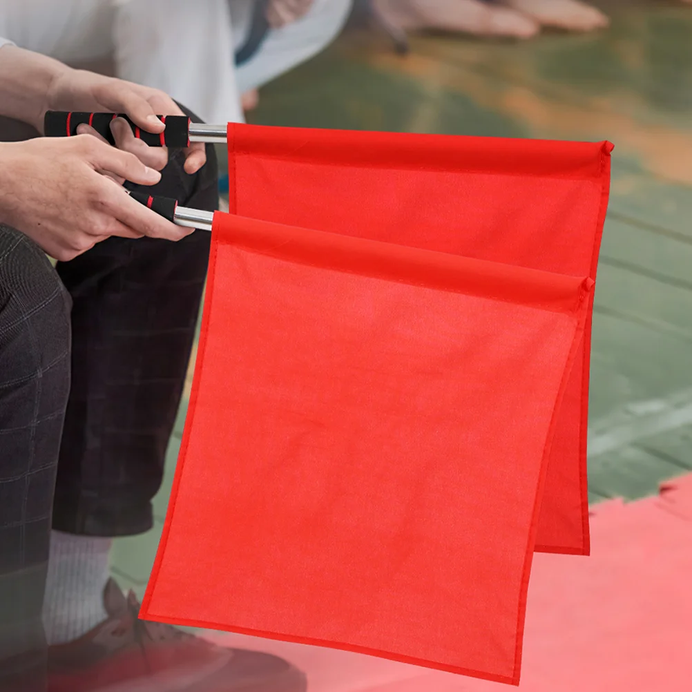 Hand Signal Flag Sports Competition Starting Flags Waving for Racing Red Fabric Referee