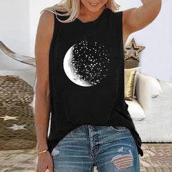 Summer Moon 3D Print Tank Tops Women Fashion Harajuku Streetwear Oversized O-Neck Vest Off Shoulder Sleeveless Woman Camisole