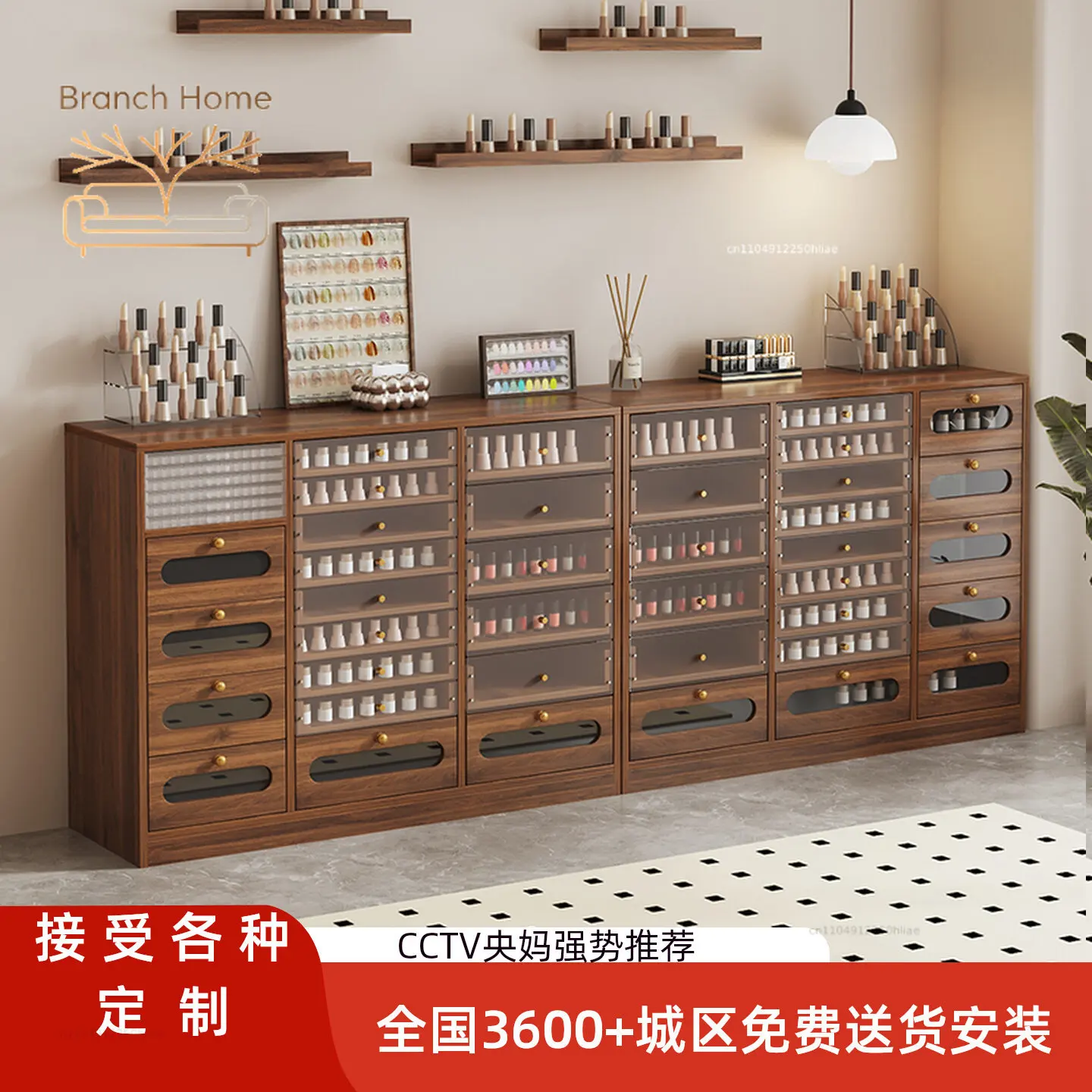 Nail art display cabinet Medieval art Nail polish storage art shop glue oil locker Drawer