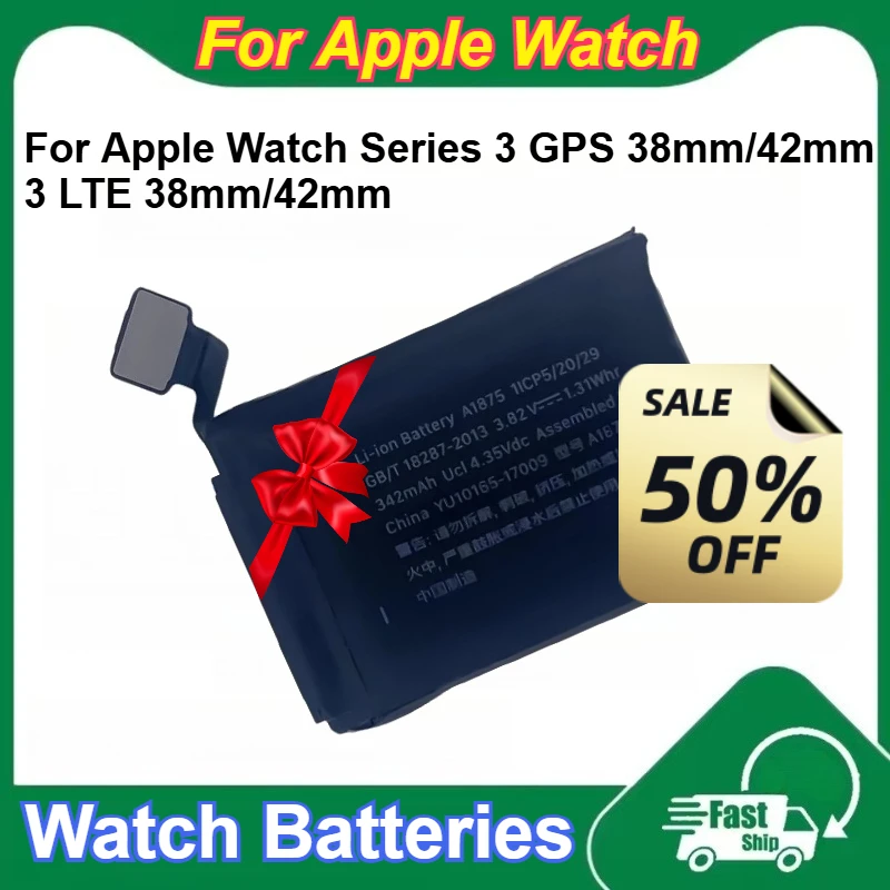 

For Apple Watch Series 3 GPS 38mm/42mm 3 LTE 38mm/42mm A1875 A1847 A1850 A1848 Rechargeable Watch Batteries