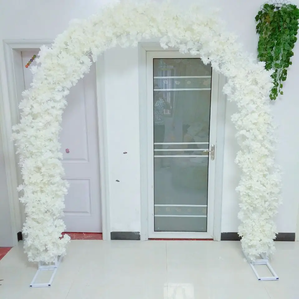 

Upscale White Party Decoration Snowy Cherry U Arch Door Sets Artificial Flowers With Metal Shelf For Wedding Backdrop Decor