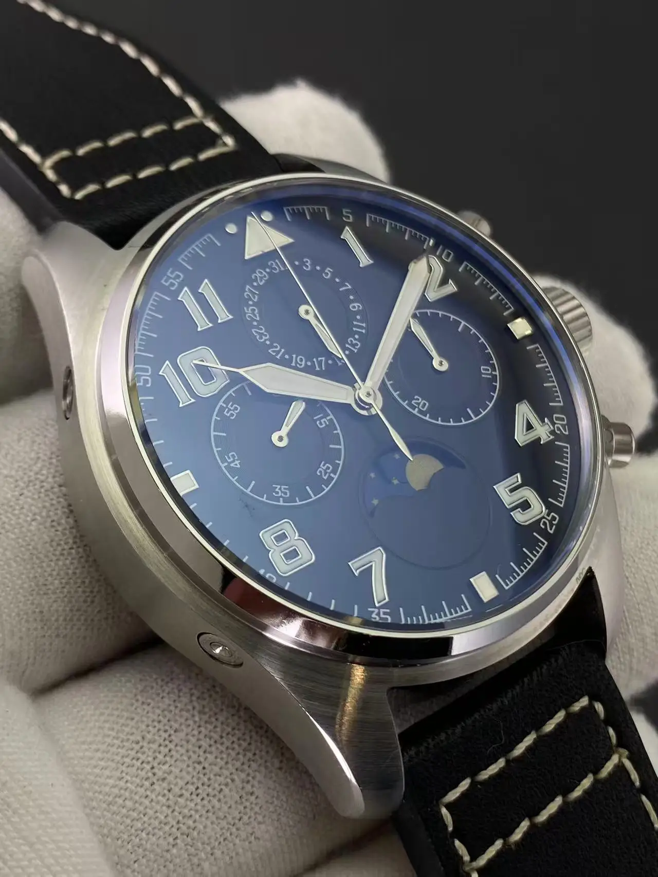 

Seagull ST1908 ручной механический механизм синхронизации пилот ночник фаза луны мужские часы 43 мм большой размер для спорта и отдыха