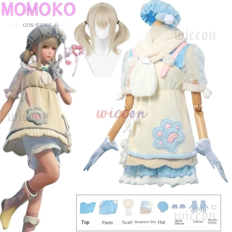 Nikki cosplay jogo infinito nikki cosplay traje mundo aberto inverno lolita vestido de pelúcia cachecol chapéu terno festa jogar roupa para menina