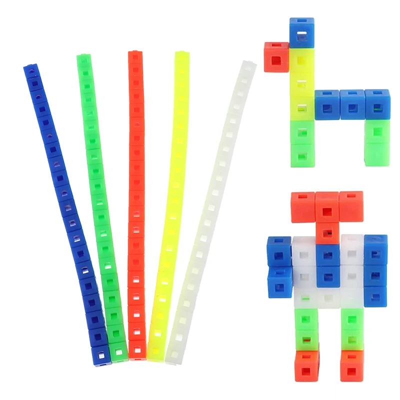 100Pcs Mathematics Linking Cubes Interlocking Counting Blocks Kids Learning Toys