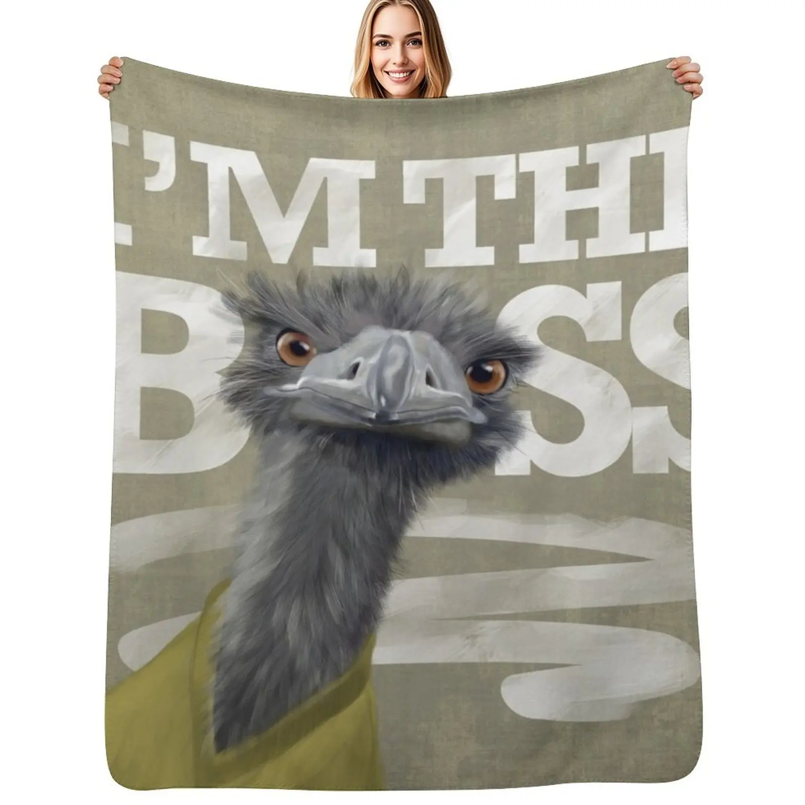 Ostrich. I'm the Boss! Throw Blanket anime Summer Polar Beach Stuffeds Blankets