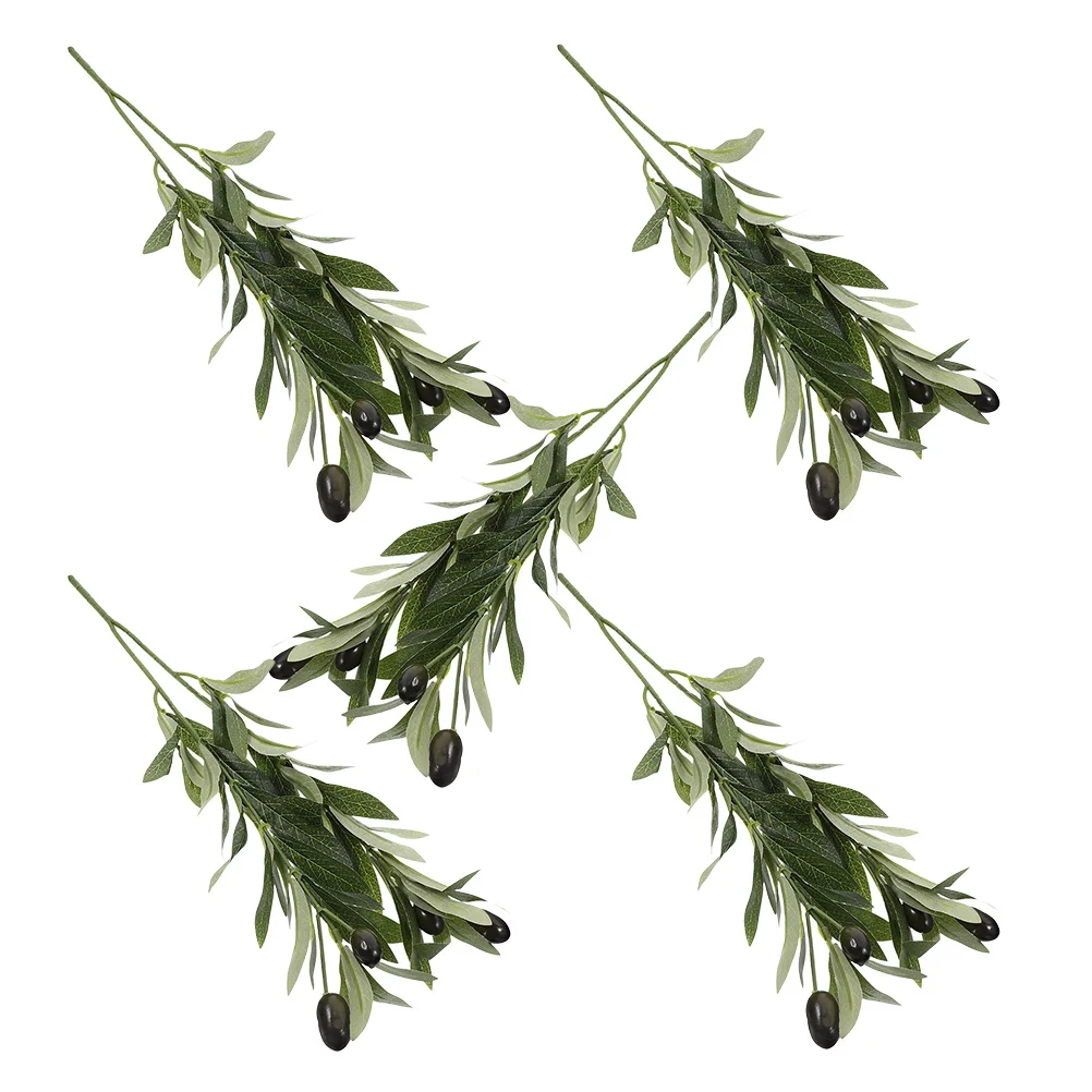 

5pcs 15.7” Artificial Olive Branches Realistic Greenery Stems For Vase Home Wedding Decor Office Garden Indoor Plant Arrangement
