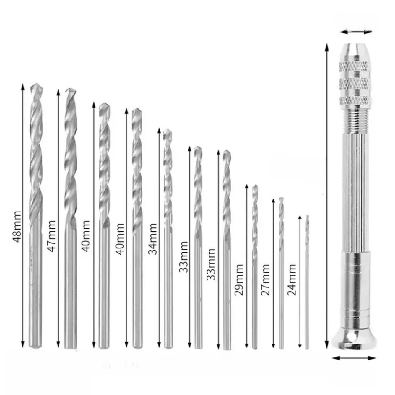 0.8-3.0mm Mini Hand Drill Woodworking Tools Drilling Rotary Tool Manual Twist Drill Bit Watchmaker Pin Vice Watch Repair Tools