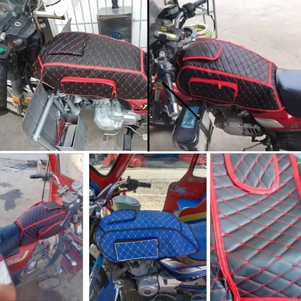 PU Leather Motorcycle Fuel Tank Cover Quilted Universal Fuel Tank Cushion Cover Decorative Protective Fuel Tank Guard