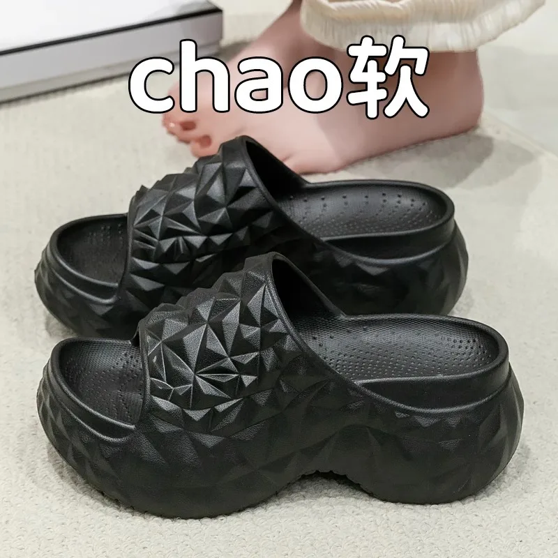 2026 Fashion Women's Slippers Sandals Beach Slides Solid Color Non-slip Thick Shower Shoes for Summer Home Outside