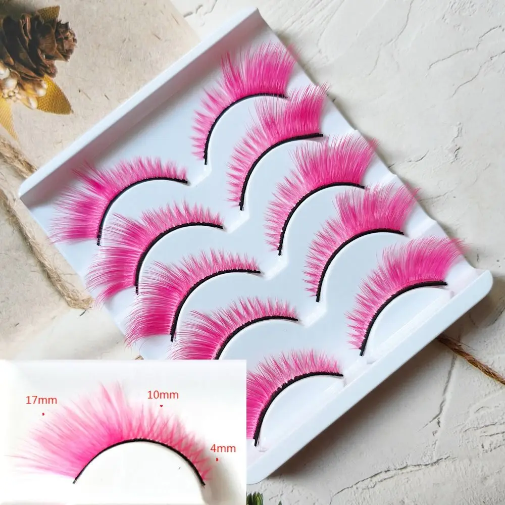 5Pairs Unique Dramatic Look Colored Lashes Masquerade Cosplay Party Fox Cat Eye Eyelashes Soft Fluffy Colorful False Eyelashes