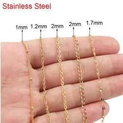 2meters Never Fade PVD Stainless Steel Chains Necklace Bulk Ball Bead Extender Flat Link Jewelry Chains for Diy Bracelets Making