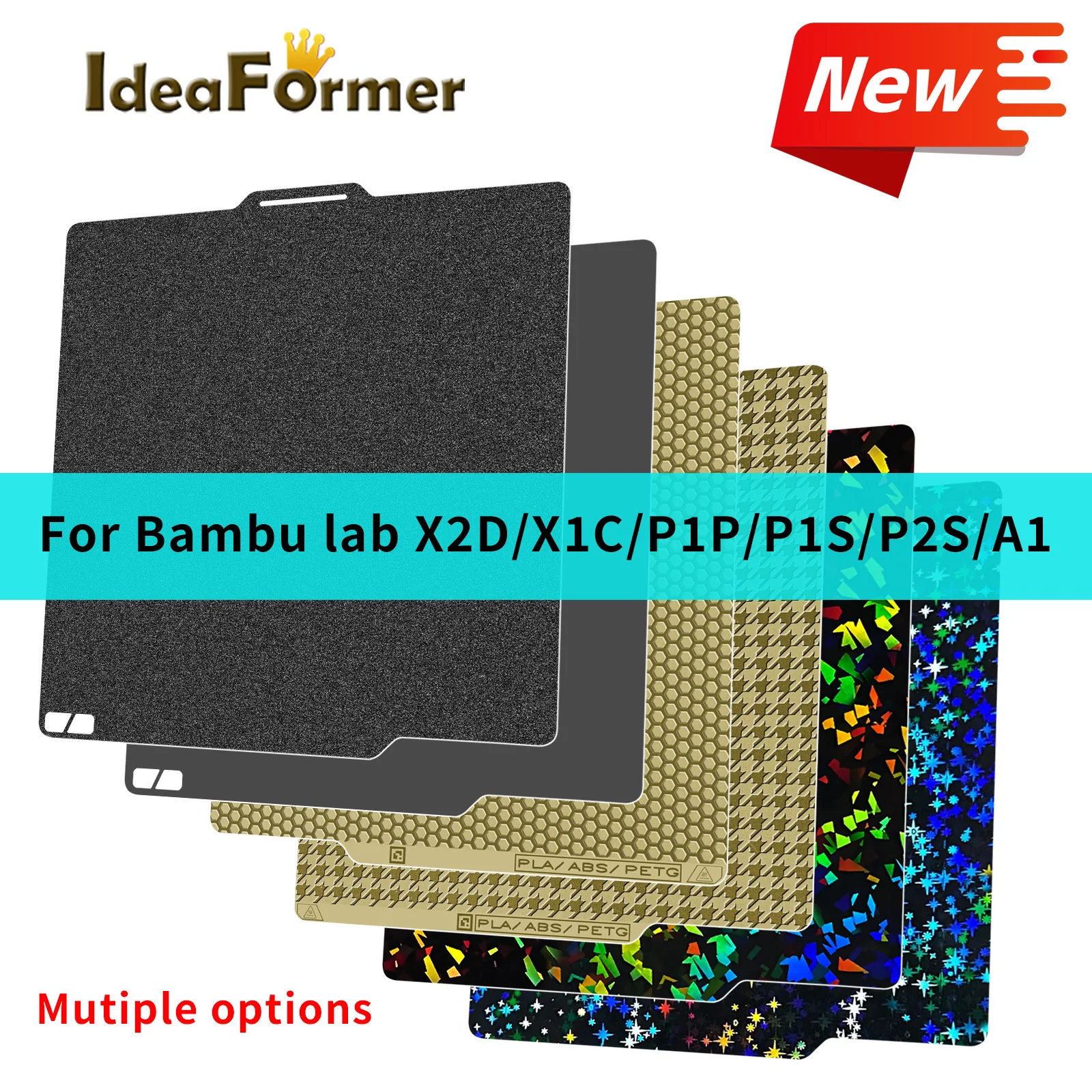 

Cool Build Plate For Bambu-Lab P2S P1S P1P X1C X1E A1 3D Printers Double-Sided PEI Textured Spring Steel Sheet 257x257mm Plate