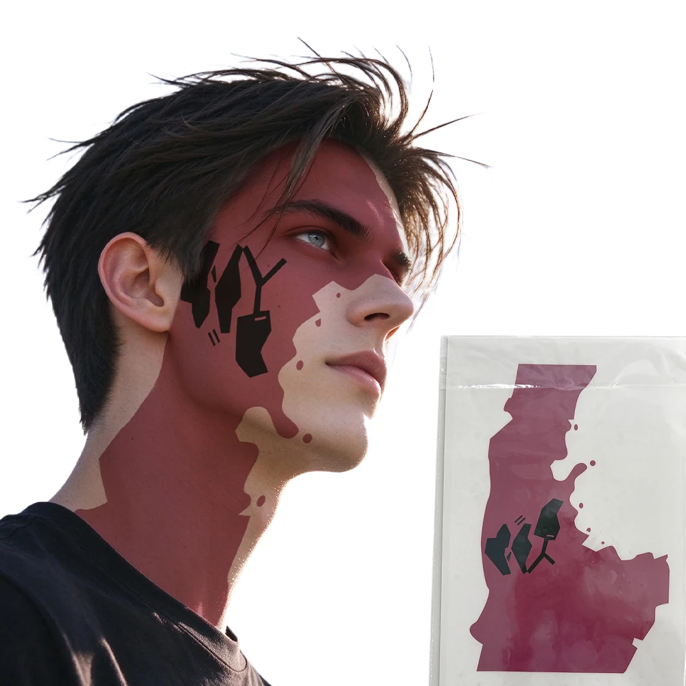 Fantasia D D Face Tattoo Sticker Cosplay Prop Cartoon Runner Of Edge Men Disfraz Costume Accessory Halloween Carnival Party