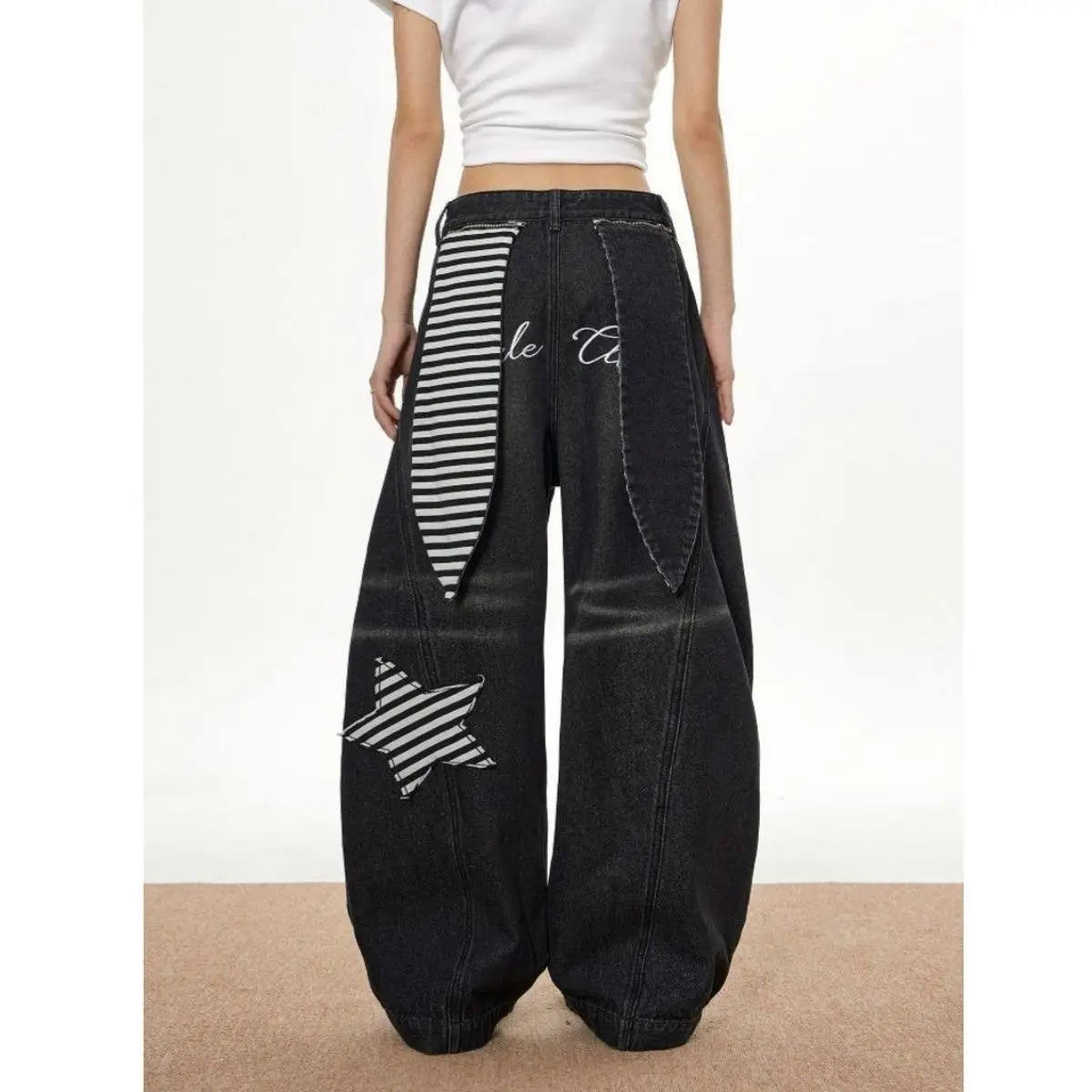 Y2K American Vintage Straight Jeans Full Length Distressed Subculture Denim Gothic Punk Style Retro Zipper Mid Waist Autumn