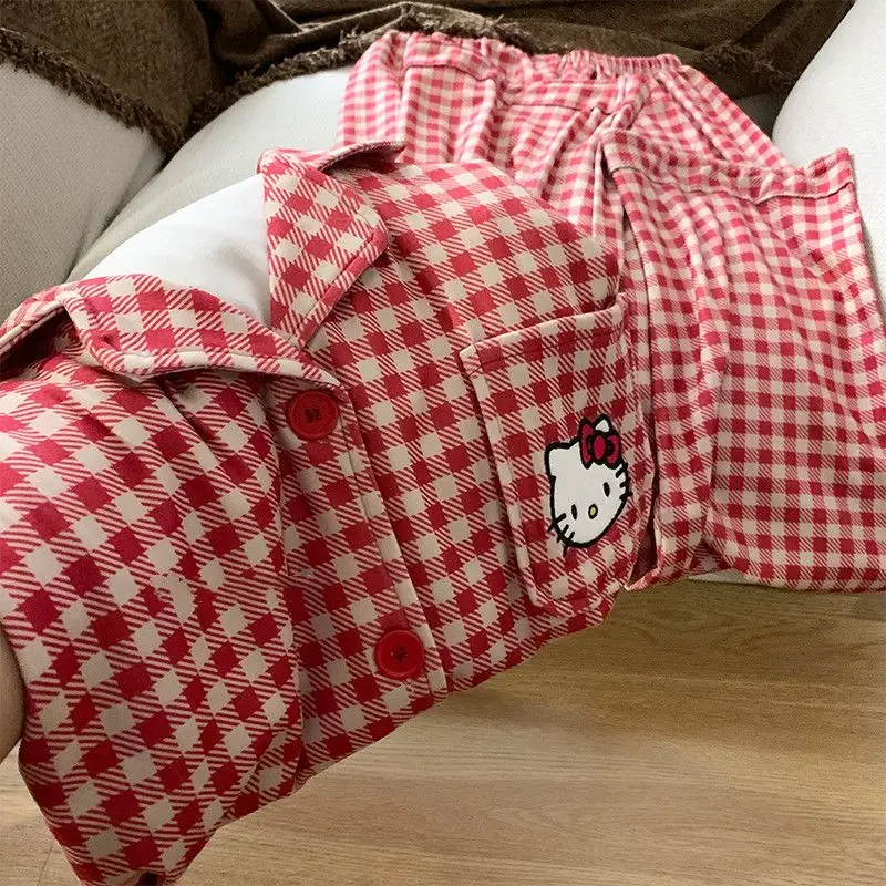 conjunto-de-pijamas-kawaii-da-sanrio-para-mulheres-hello-kitty-roupa-de-casa-anime-para-primavera-e-outono-camisola-de-desenho-animado-para-meninas-com-mangas-longas-e-calcas