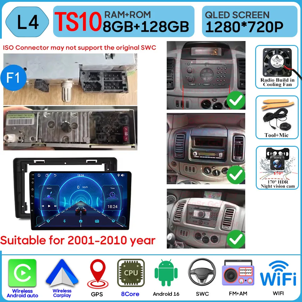 Autoradio Android 16 Voor Renault Trafic 2 Voor Opel Vivaro EEN Voor Nissan primastar 2001-2014 GPS Navigatie Carplay Android Auto