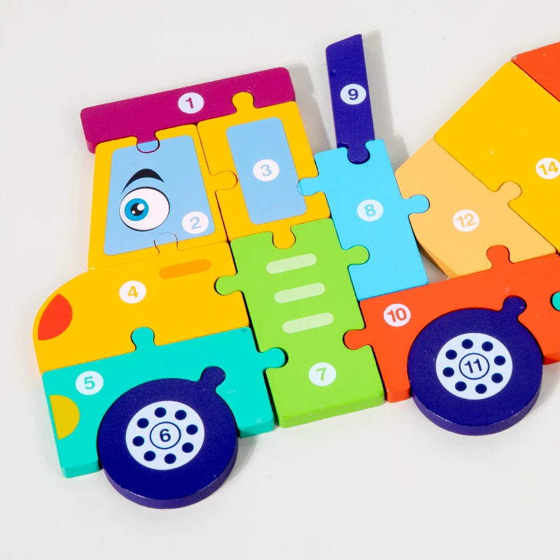 3d Voertuig Houten Puzzel Hand-Oog Coördinatie Transport Puzzel Leeftijden 1-5 Kinderen Peuters Voorschoolse Educatief Speelgoed