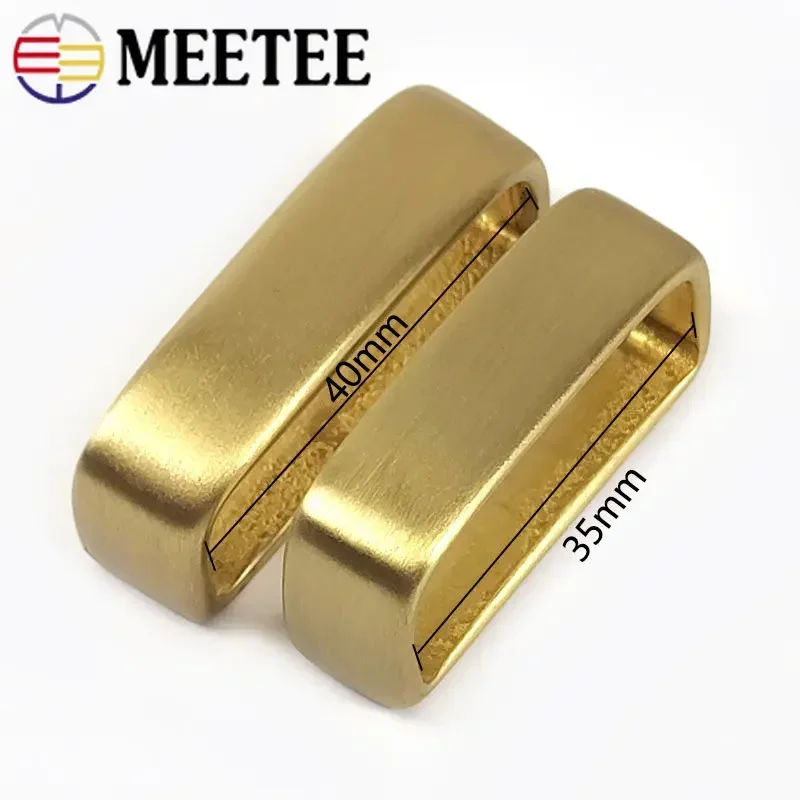 Meetee 35-40mm Metal Pure Copper Belts Loops Hook Solid Brass O D Ring Belt Buckle for Men\'s Clothing Craft Hardware Accessories