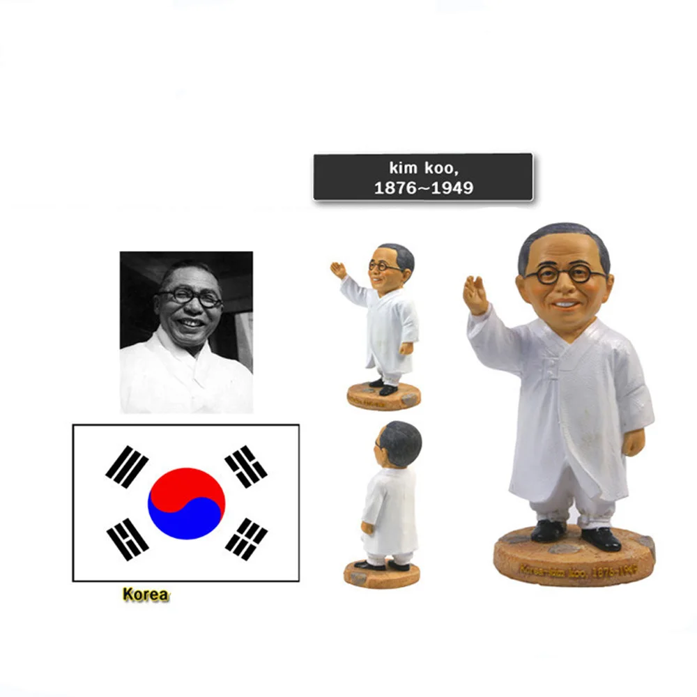 Klassieke wereldberoemde persoon Korea "National Father" Politicus Kim Koo Woonkamer Figuur Model Gift Craft