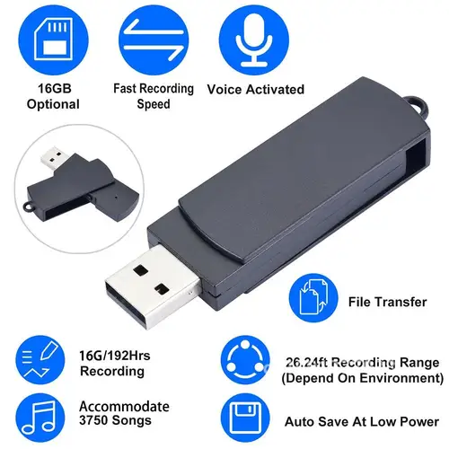 미니 디지털 녹음기 USB 플래시 드라이브, 휴대용 휴대용 사운드, 음성 오디오 녹음기, 16G LU08