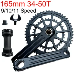 Road Bike Crankset 165mm Intergrated Crank Arm 50-34T Double Chainring 2x9/10 /11 Speed 9v 10v 11v Chainset Gravel Bicycle Parts