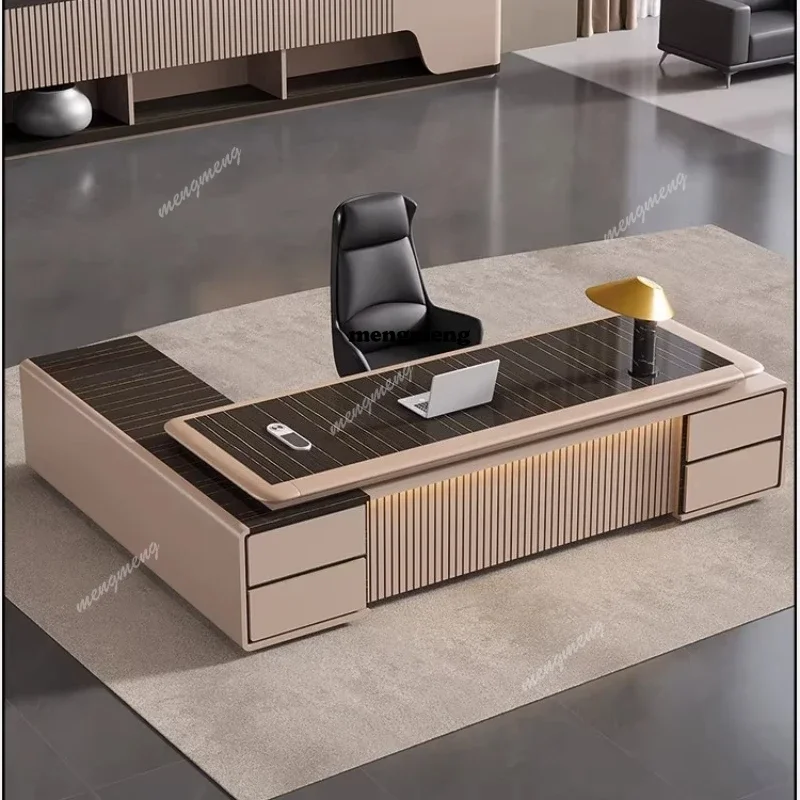 Best seller L Shaped Writing Boss Table Lift Up Table Gaming Sedentary Filing Cabinet Boss Furniture luxury Computer Office Desk
