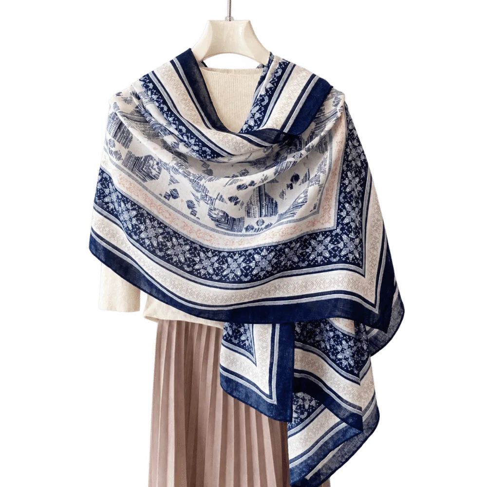 Lightweight Large Size Ethnic Print Shawl Multi-Purpose Bohemian Beach Wrap Shawl Tribal Print Casual Travel Cover Up For Women