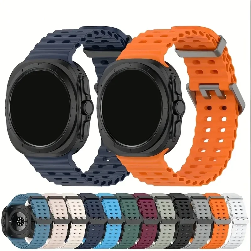 Sportarmband für Samsung Galaxy Watch Ultra 47 mm Silikonarmband KEINE Lücken Ozean-Armband Aquatics Watch 7 47 mm Offizielles Armband
