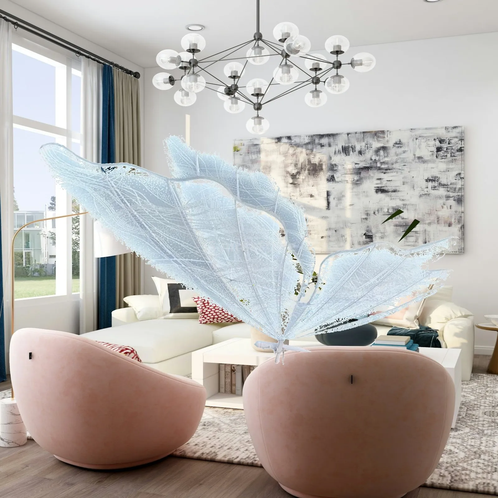 Butterfly Pendant Light Lamp Photography Props Supplies Unique Romantic Lightweight Wedding Decor for Shopping Mall Birthday
