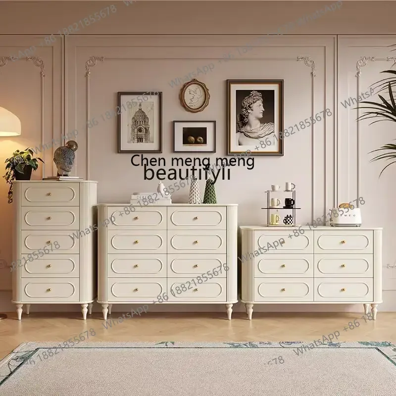 cc182French solid wood, bedroom black cabinet, light luxury American bedside storage