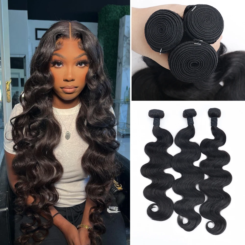 Brazilian Human Hair Body Wave Bundles 10-40 Inches 1 3 4 Bundles Remy Human Hair Extensions Double Weft Human Hair Bundles