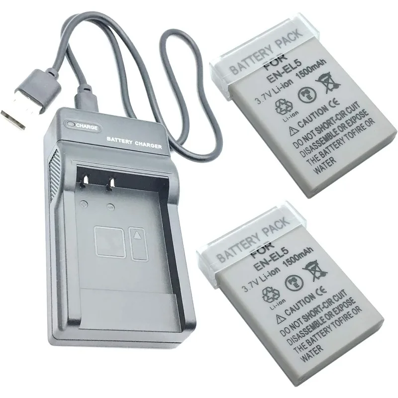 Battery 2 Pack and USB Travel Charger for Nikon Coolpix P500, Coolpix P510, Coolpix P520, Coolpix P530 Digital Camera