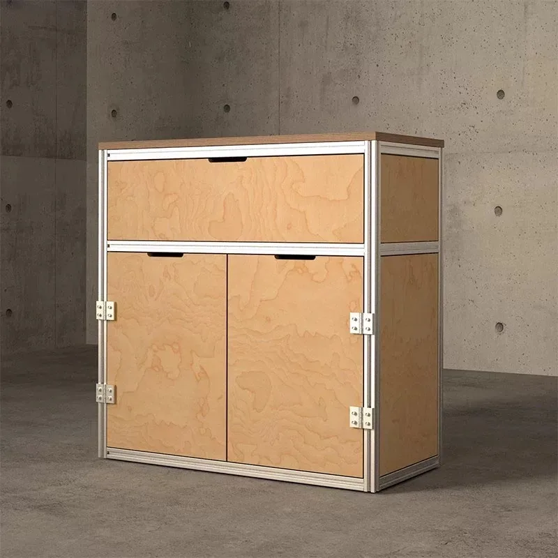 

Log wind aluminum profile birch ocean board dining side cabinet modern studio file cabinet household