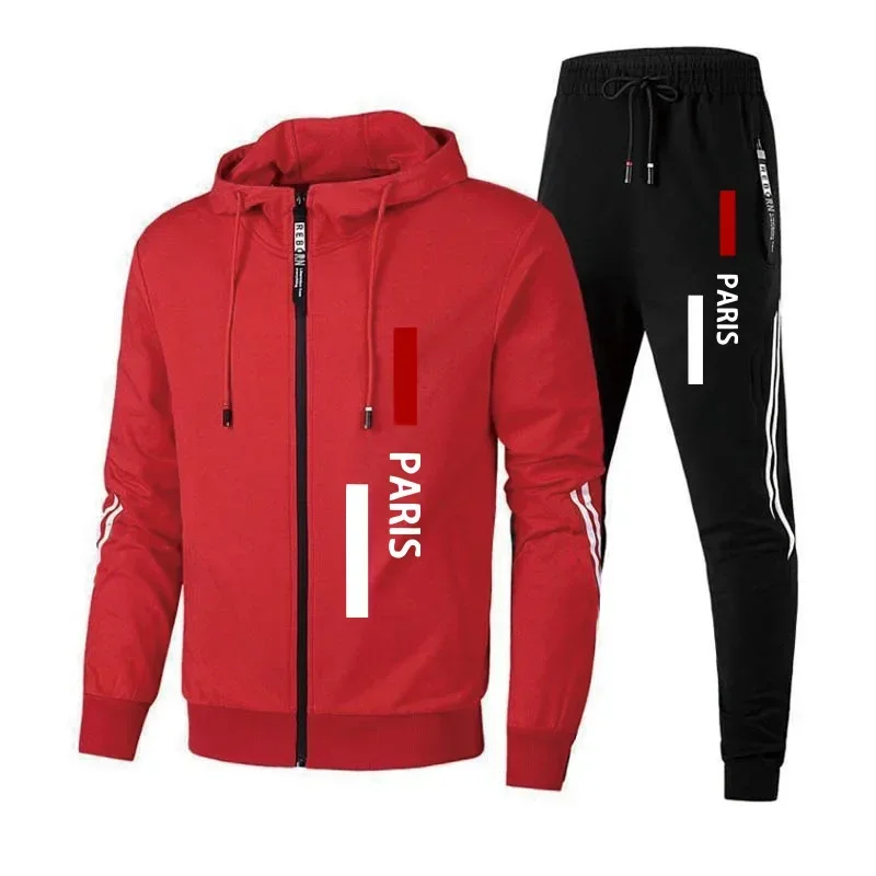Men's clothing with zipper caps, men's sportswear, casual single-piece sportswear and sportswear pants, daily sports jogging