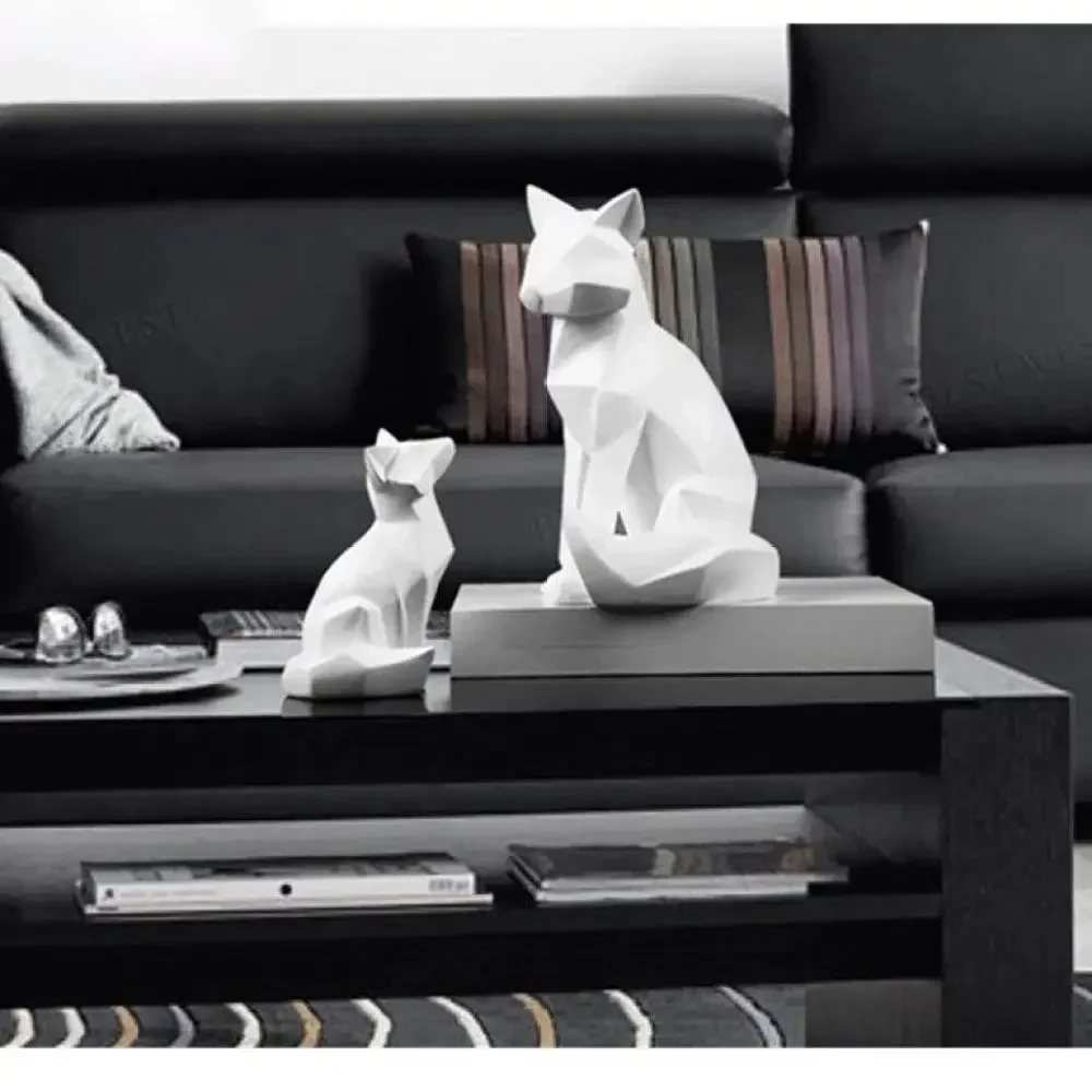 Modern Home Decorations Animal Statues Geometric Fox Sculpture Interior Ornament Living Room TV Stand Wine Cooler Crafts Artwork