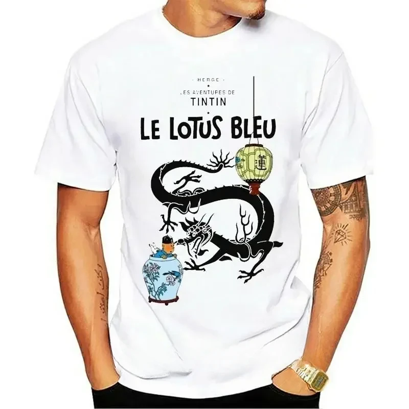 Camiseta estampada Para Hombre, Camisa Con Gráfico De Loto, Azul, Divertida, estilo Harajuku