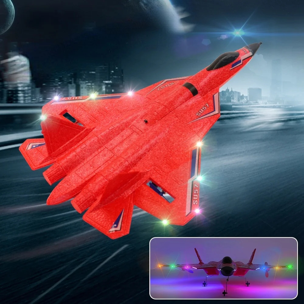 2022 SU 57 Rc Plane Radio Controlled Airplane Remote Control Aircraft Toy with Light Throwing Foam Electric Toy for Boy