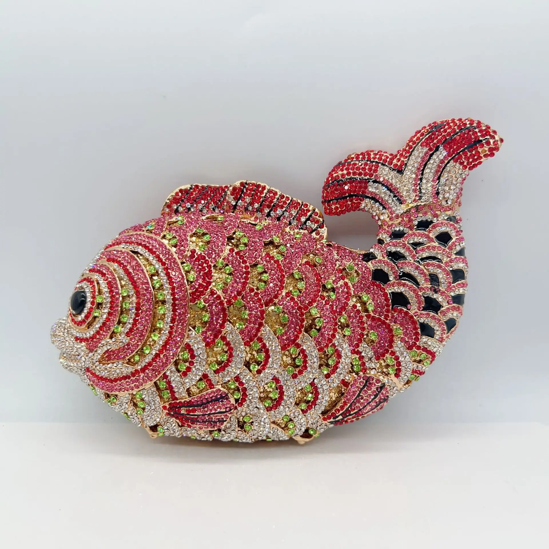 XIYUAN, bolso de noche de lujo con forma de pez para mujer, bolso de mano con diamantes de imitación, bolsos de mano de Metal con diamantes, bolsos Minaudiere para fiesta de boda