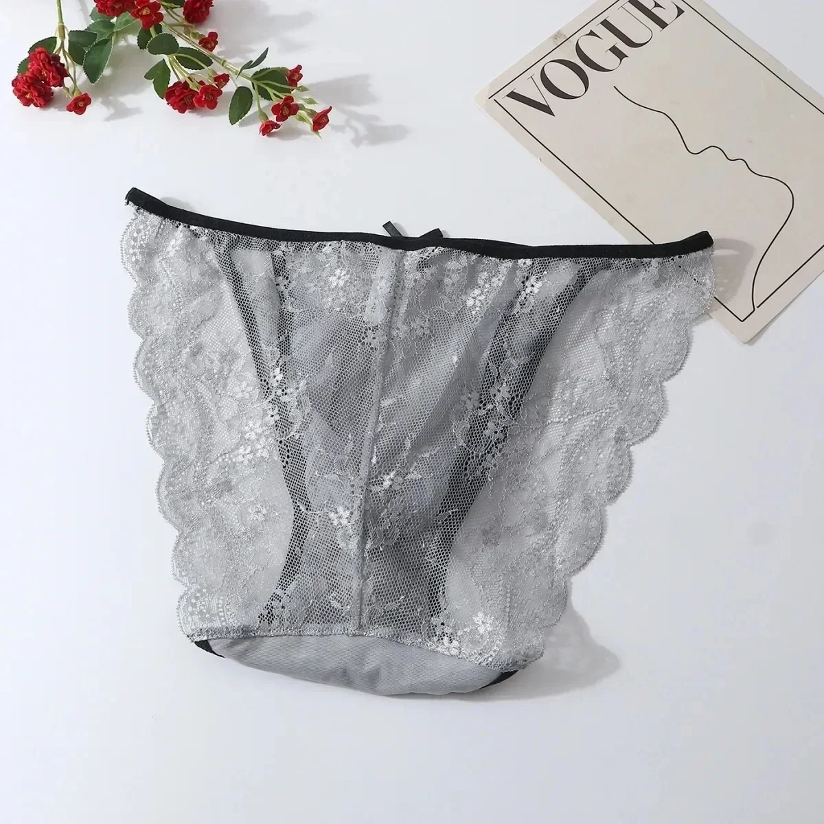 Man's Sexy Lace See Through Red Blue Briefs Low waist bow Panties Live Show Dance DJ Club Private Party FKK BF Gift Panty