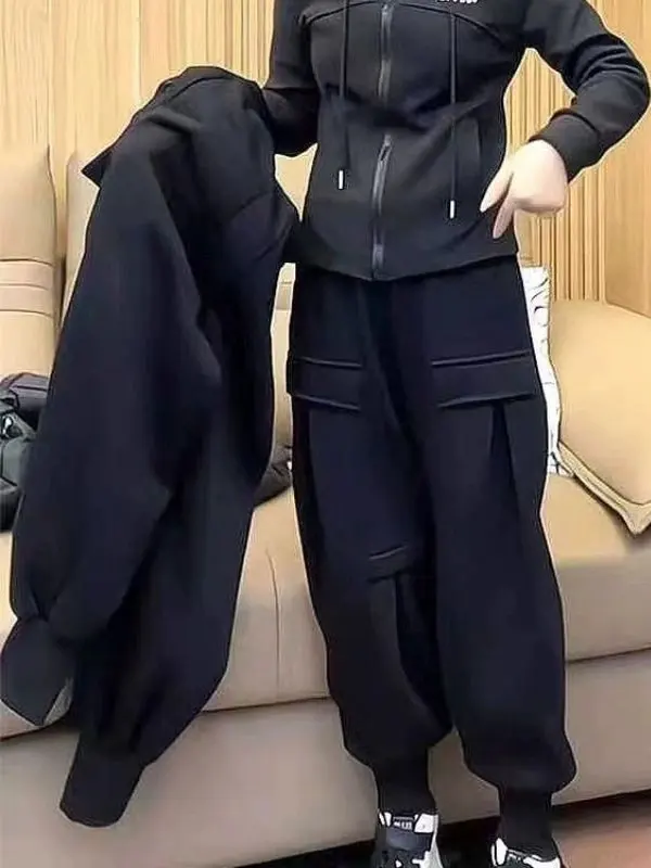 

plus Size Fce Lined Thiened Casual Harlan Sports Work Pants Winter Warm Windproof Loose Cuffed Sweatpants for Women