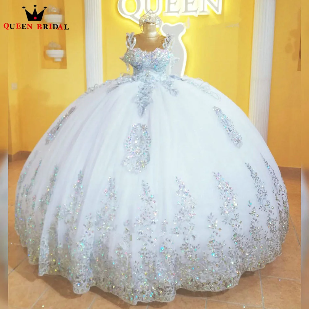 Luxury Puffy Ball Gown Weddding Dresse Tulle Lace Crystal Beaded Diamonds 2023 Gorgeous Long Formal Bridal Gowns SD67