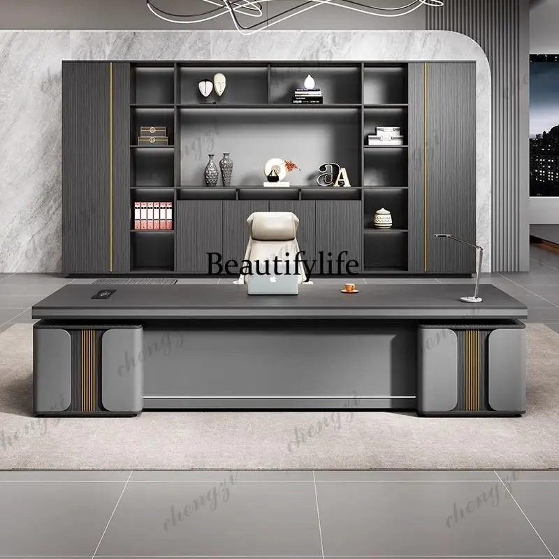 A68Wooden Manager Executive Office Desk Modern Big Luxury Study Computer Desk Gaming Adjustable Mesa Escriotorio Work Station Ta