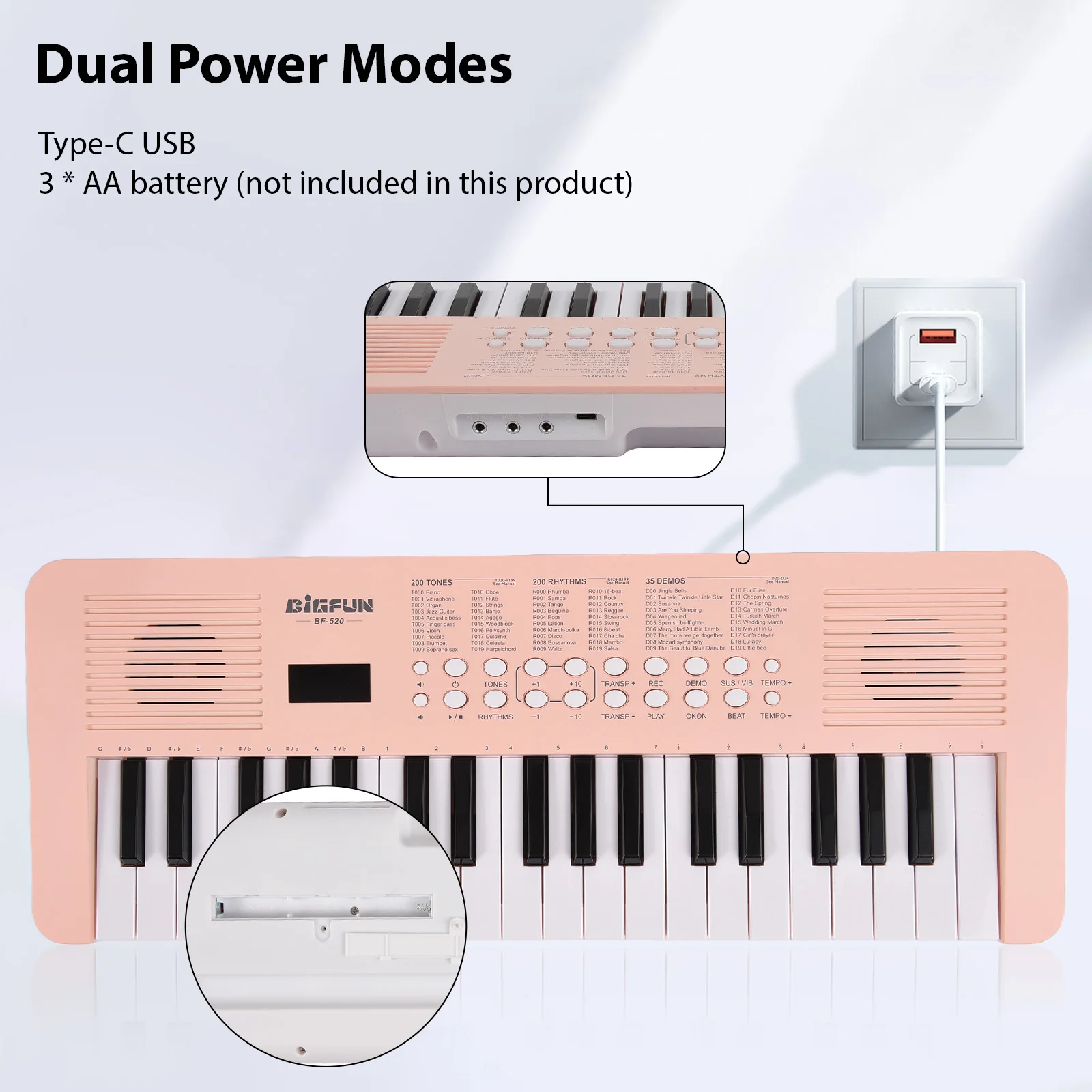 37 Key Electronic Keyboard Piano Dual Power Mode Portable Music Piano Keyboard Gift for Beginners Keyboards Piano