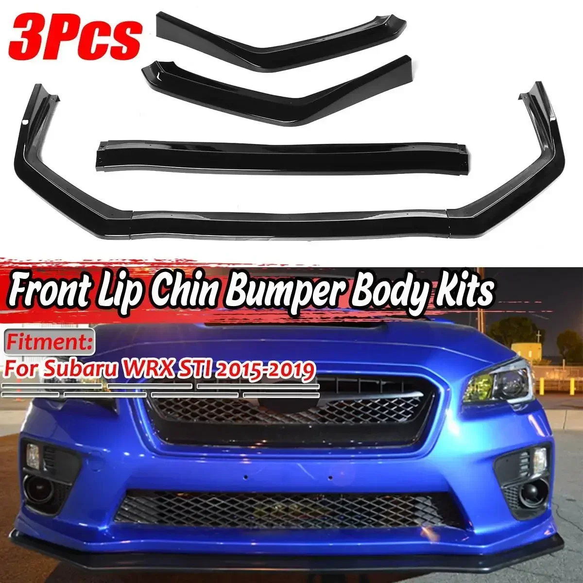 

Gloss Black Front Bumper Lip Chin Bumper Splitter Diffuser Protector Cover Deflector Lips For Subaru WRX STI 2015-2019 Body Kit