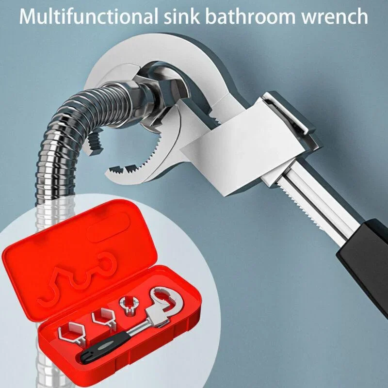 

Multi Functional Adjustable Water Pipe Wrench Bathroom Faucet Circular Arc Toothed Wrench Manual Maintenance Kit