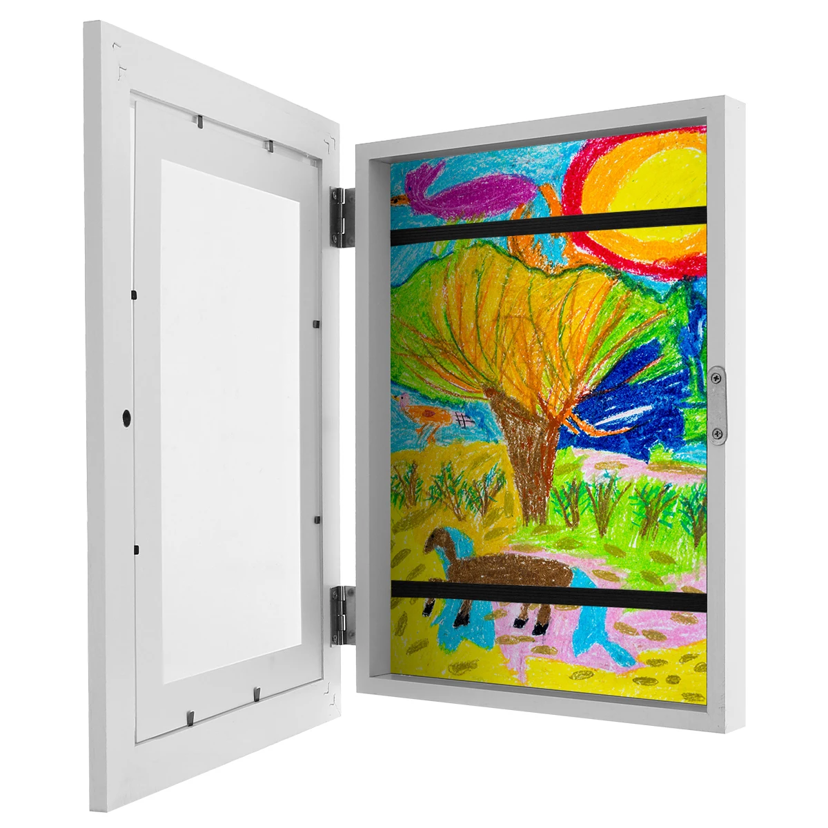 

Kids Art Frame A4 Child Artwork Picture Frame with Fixed Strap Front Opening Photo Frame Wood Frame Horizontal and Vertical Form