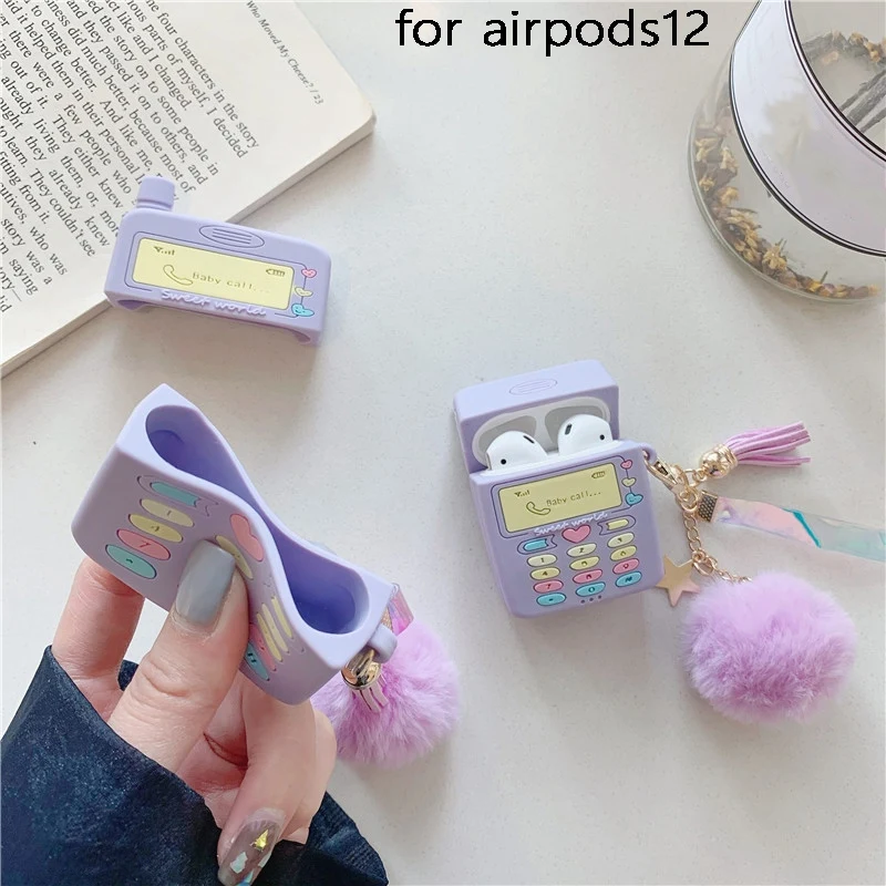 Bonito 3D Silicone Case para Apple Fone de ouvido, Kawaii Soft Protection Cover, 1, 2 fone de ouvido sem fio